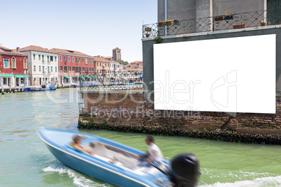 Blank billboard on the wall in Venice