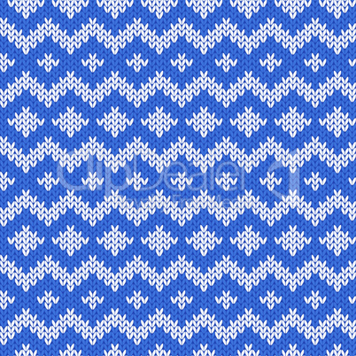 Knitted Seamless Pattern in Blue and Light Gray