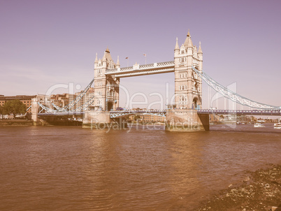 Retro looking Tower Bridge in London