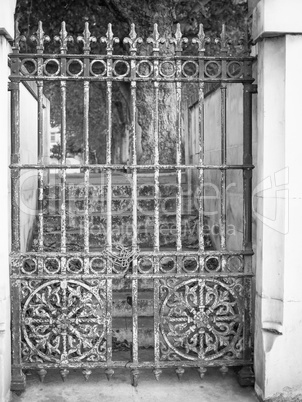Black and white Old gate