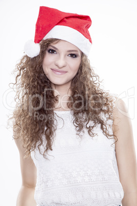 Beautiful and sexy woman wearing santa clause costume