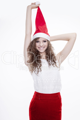 Beautiful and sexy woman wearing santa clause costume