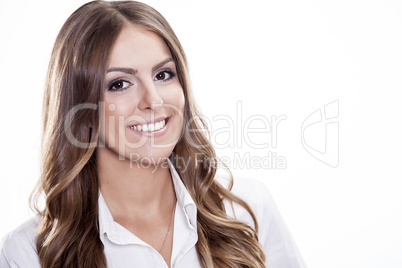 Portrait of happy smiling woman dressed