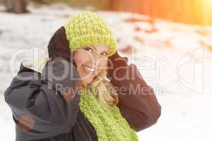 Attractive Woman Having Fun in the Snow