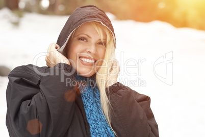 Attractive Woman Having Fun in the Snow