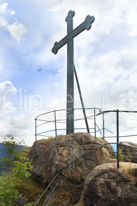 Cross in mountains