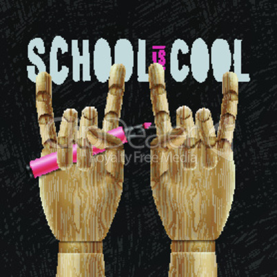 Schools is cool, education poster, vector illustration.