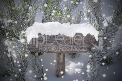 Christmas Sign Snowflakes Fir Tree And Copy Space