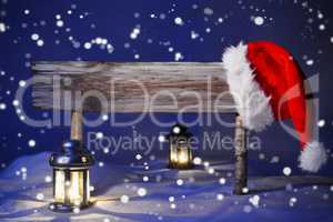 Christmas Card With Sign, Candlelight Santa Hat, Happy Holidays
