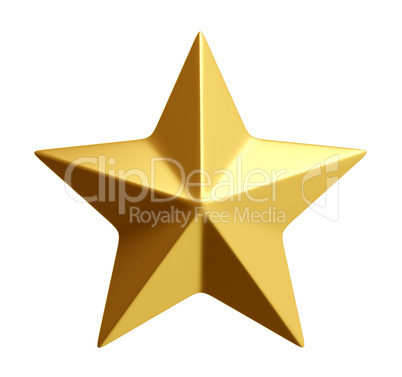 Golden star isolated 3d rendering