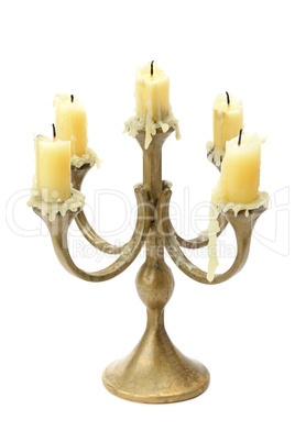 Bronze candelabrum isolated on white