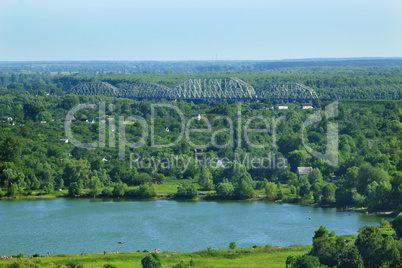 view to country houses at picturesque lake