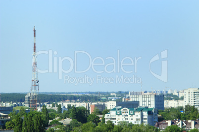 Panorama of Chernihiv town from above with buildings