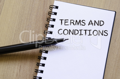 Terms and conditions write on notebook