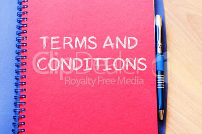 Terms and conditions write on notebook