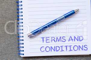 Terms and conditions write on notebook
