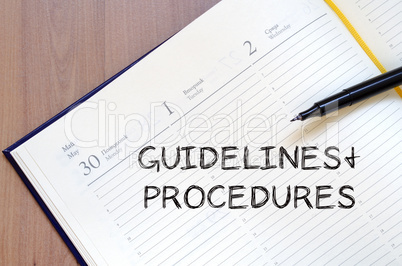 Guidelines and procedures write on notebook