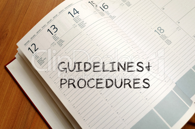 Guidelines and procedures write on notebook