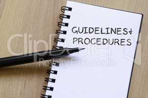 Guidelines and procedures write on notebook