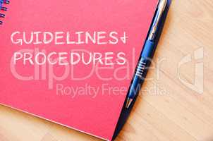 Guidelines and procedures write on notebook