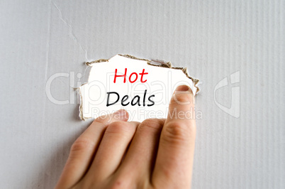 Hot deals text concept