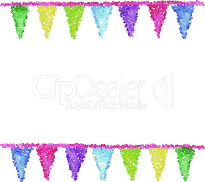 Bunting background. Engraving pennants.