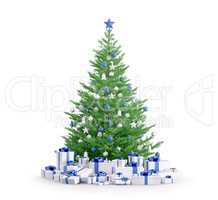 Christmas tree with gifts isolated 3d render