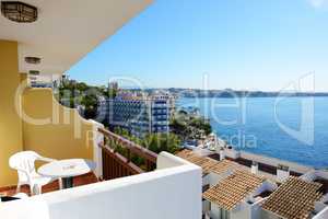 The sea view balcony at luxury hotel, Mallorca, Spain