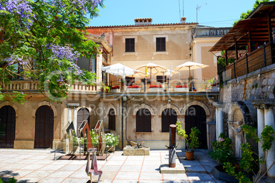 The building with outdoor restaurant on terrace in Soller, Mallo