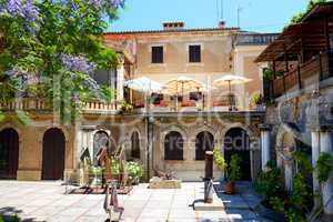 The building with outdoor restaurant on terrace in Soller, Mallo