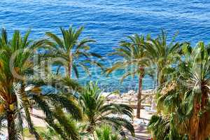 The beach at luxury hotel, Mallorca, Spain