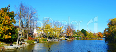 Panorama image of small lake.