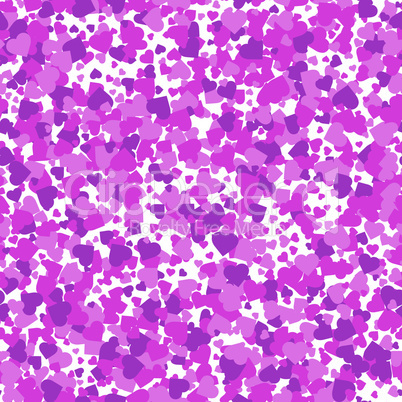 Seamless pattern with pink, violet and purple hearts