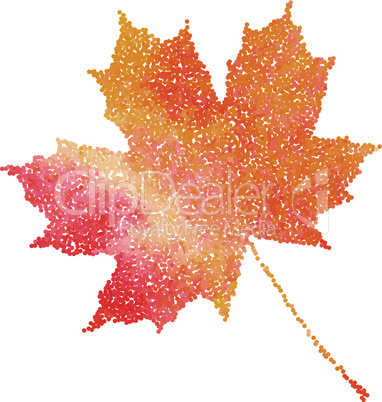 Maple leaf. Autumn fall. Dotwork illustration.