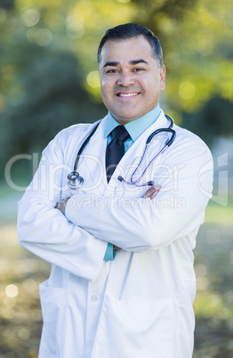 Hispanic Male Doctor Portrait Outdoors