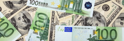 dollar and euro banknote