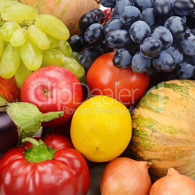 bright background of fruits and vegetables