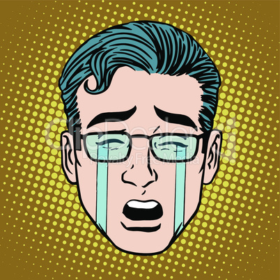 Emoji crying sadness man face icon symbol