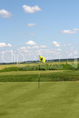 two golf yellow flag