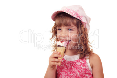 little girl eat ice cream