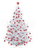 White Christmas tree isolated 3d rendering