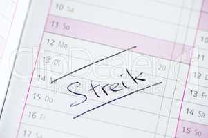 Kalendereintrag "Streik"