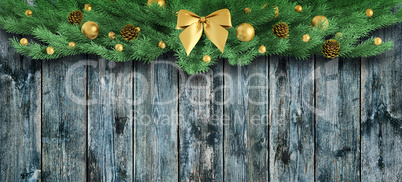 Christmas ornament over wooden planks 3d rendering