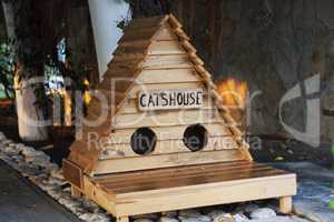 small wooden cat's house photo