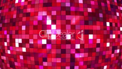 Broadcast Twinkling Hi-Tech Squares Globe, Red Magenta, Abstract, Loopable, HD