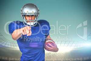 Composite image of portrait sports player pointing