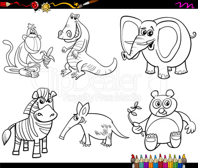 wild animals set coloring page