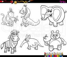 wild animals set coloring page