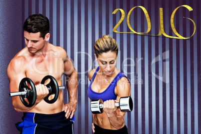 Composite image of bodybuilding couple