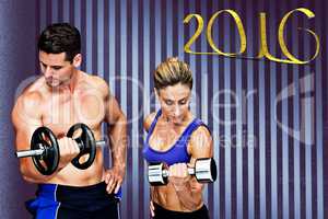 Composite image of bodybuilding couple